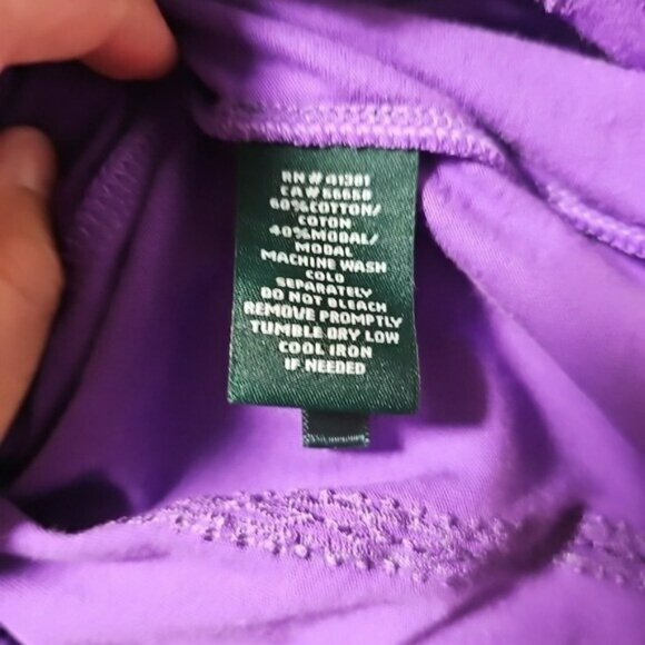 ALT Elena Gilbert Ralph Lauren Blouse Medium Purple Smock Top Cottage Peasant - Picture 7 of 8